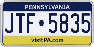 PA license plate JTF5835