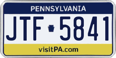 PA license plate JTF5841