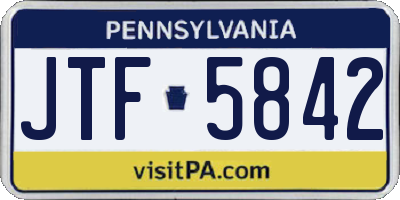 PA license plate JTF5842