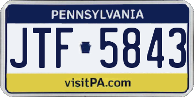 PA license plate JTF5843