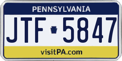 PA license plate JTF5847