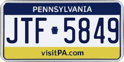 PA license plate JTF5849