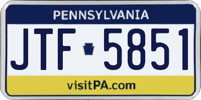 PA license plate JTF5851