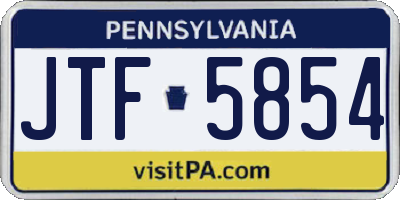PA license plate JTF5854