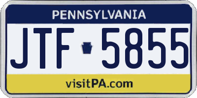 PA license plate JTF5855