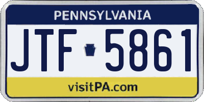 PA license plate JTF5861