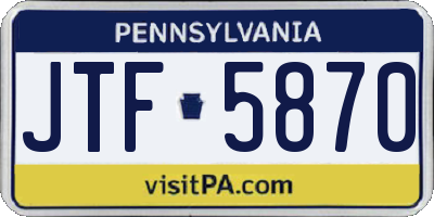 PA license plate JTF5870
