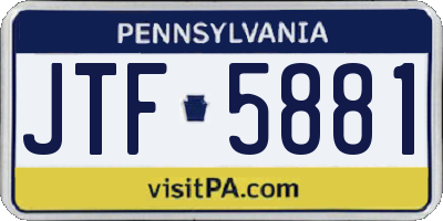 PA license plate JTF5881
