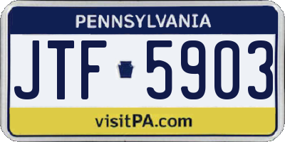PA license plate JTF5903