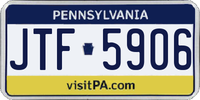 PA license plate JTF5906