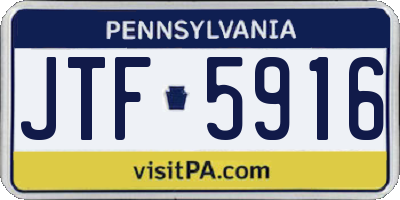 PA license plate JTF5916