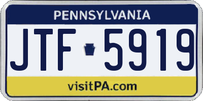 PA license plate JTF5919