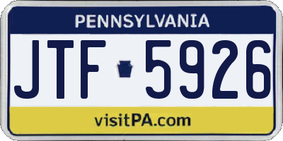PA license plate JTF5926