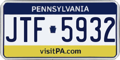 PA license plate JTF5932