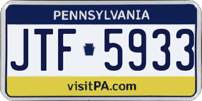 PA license plate JTF5933