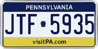 PA license plate JTF5935