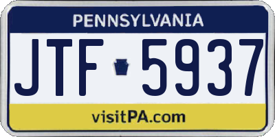 PA license plate JTF5937