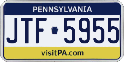 PA license plate JTF5955