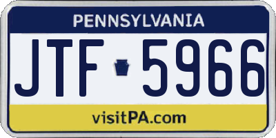 PA license plate JTF5966