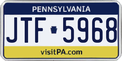PA license plate JTF5968