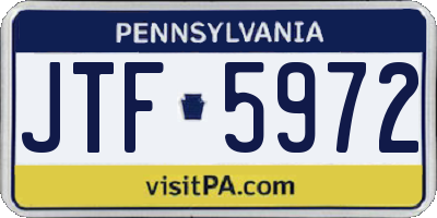 PA license plate JTF5972