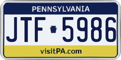 PA license plate JTF5986