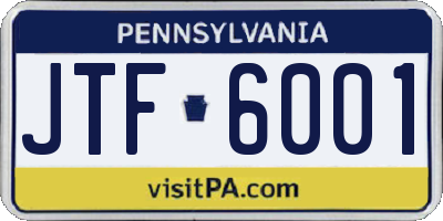 PA license plate JTF6001