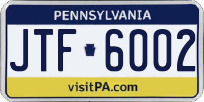PA license plate JTF6002