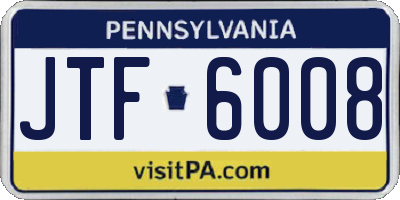 PA license plate JTF6008