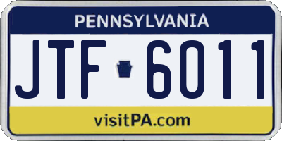 PA license plate JTF6011