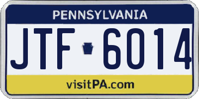 PA license plate JTF6014