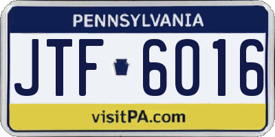 PA license plate JTF6016