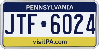PA license plate JTF6024