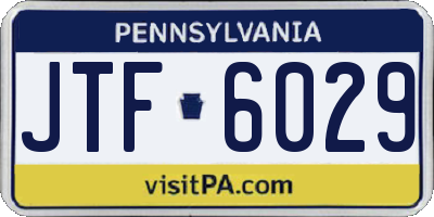 PA license plate JTF6029
