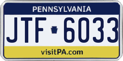 PA license plate JTF6033