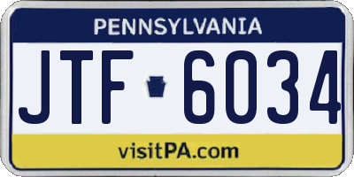 PA license plate JTF6034