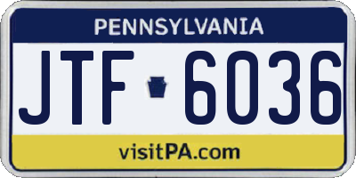 PA license plate JTF6036
