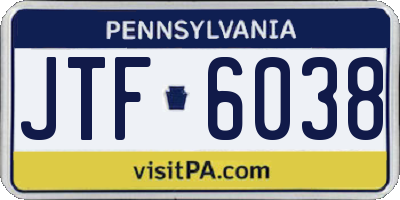 PA license plate JTF6038