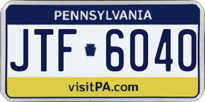 PA license plate JTF6040