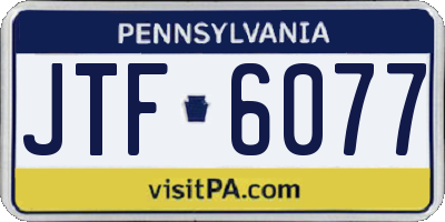 PA license plate JTF6077