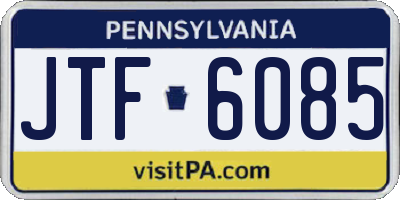 PA license plate JTF6085