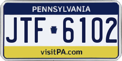 PA license plate JTF6102