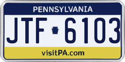 PA license plate JTF6103