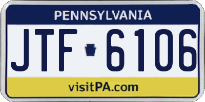 PA license plate JTF6106