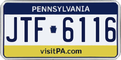 PA license plate JTF6116