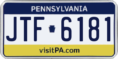 PA license plate JTF6181