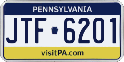 PA license plate JTF6201