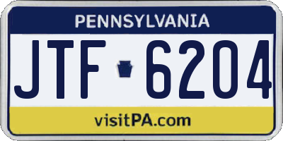 PA license plate JTF6204