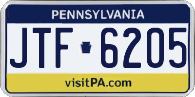 PA license plate JTF6205