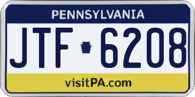 PA license plate JTF6208